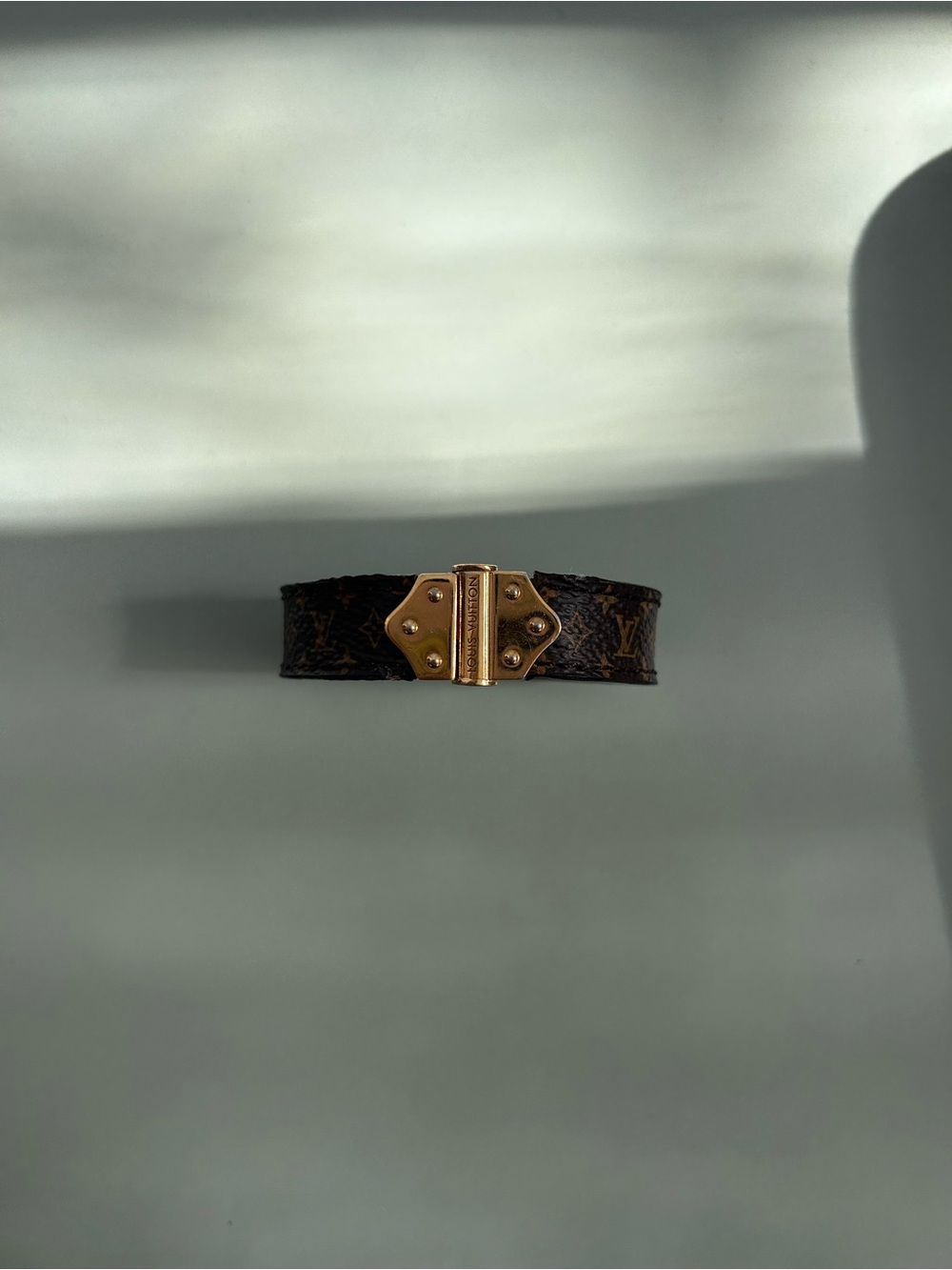 Louis Vuitton Monogram Leather Bracelet Watch Strap in Brown and Gold